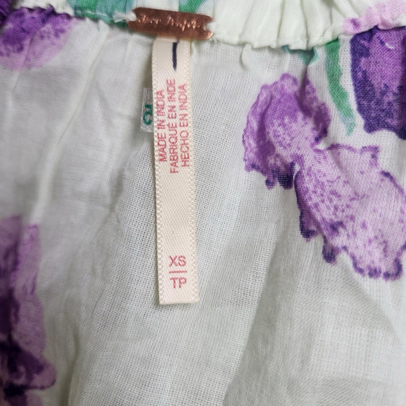 Free People Maxi Dress Golden Hour V-Neck Floral Multicolor 3/4 Sleeves XS Boho - Picture 11 of 12